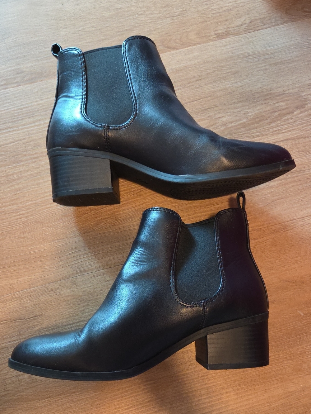 a new day Black Leather Chelsea Ankle Boots
